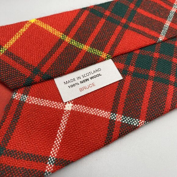 Made in Scotland Tie BRUCE Tartan Clan Red Green Plaid 100% New Wool 57x3.5" - Picture 5 of 6
